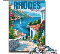 Puzzle da 2000 pezzi per adolescenti, Isola di Rodi, Grecia, giocattoli, giochi educativi, antistress, collezione di artisti, belle arti, 70x100cm
