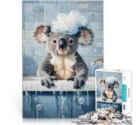 Puzzle da 2000 pezzi per adolescenti L'ora del bagno del koala Vacanza a casa: uccidere il tempo con poster abbinato e foglio di quiz 70x100cm