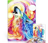 Puzzle da 2000 pezzi per adolescenti Lupo arcobaleno ululante Sfida di gioco educativo giocattolo perché è ideale come regalo per tutta la famiglia 70x100cm