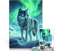 Puzzle da 2000 pezzi per adolescenti Lupo sotto l'aurora boreale Rompicapo Decorazione murale Regali unici per compleanno e Natale 70x100cm
