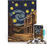 Puzzle da 2000 pezzi per adolescenti Notte stellata Petra Giordania apprendimento educativo Lista dei desideri con Babbo Natale 70x100cm