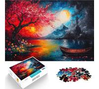 Puzzle da 2000 pezzi per adolescenti Paesaggio al tramonto e al sorgere della luna Gioco pratico con poster abbinato e foglio di quiz 70x100cm