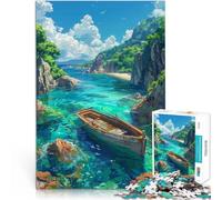 Puzzle da 2000 pezzi per adolescenti Paesaggio di barche in legno Gara di velocità delle mani con poster abbinato e foglio di quiz 70x100cm