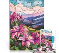 Puzzle da 2000 pezzi per adolescenti Paesaggio montano in vetro colorato Rompicapo per con pezzi completamente interconnessi di forma casuale 70x100cm