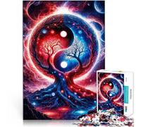 Puzzle da 2000 pezzi per adolescenti Paesaggio spaziale Yin Yang in rosso e blu Sfida difficile Migliorare l'amore tra le coppie 70x100cm