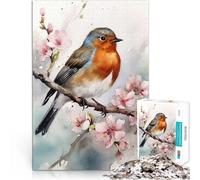 Puzzle da 2000 pezzi per adolescenti Pettirosso sul ciliegio Riduzione dello stress interessante Regalo di compleanno, regali, arte murale 70x100cm