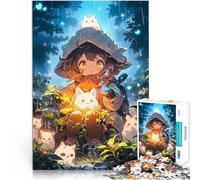 Puzzle da 2000 pezzi per adolescenti Ragazza anime con creature nella foresta Rompicapo per Regalo di compleanno, regali, arte murale 70x100cm