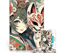 Puzzle da 2000 pezzi per adolescenti Ragazza anime con maschera Kitsune Gioco educativo per famiglie Collezione di artisti, Belle arti 70x100cm