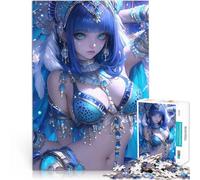 Puzzle da 2000 pezzi per adolescenti Ragazza anime dai capelli blu in costume Analisi e logica con poster abbinato e foglio di quiz 70x100cm