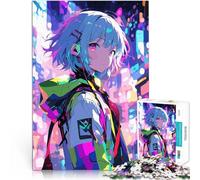 Puzzle da 2000 pezzi per adolescenti Ragazza anime nella città al neon Giochi divertenti Ogni pezzo è unico - Gioco divertente e stimolante per tutta la famiglia 70x100cm