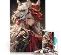 Puzzle da 2000 pezzi per adolescenti Ragazza samurai con maschere di volpe Difficile Duro Adatto per la decorazione del desktop 70x100cm