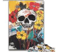 Puzzle da 2000 pezzi per adolescenti, regali in stile Basquiat con fiori e teschi, giochi di attività stimolanti per famiglie, giocattolo fai da te per decorazioni murali per la casa, regali 70x100cm
