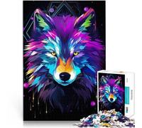 Puzzle da 2000 pezzi per adolescenti Ritratto astratto di lupo Riduzione dello stress interessante Lista dei desideri con Babbo Natale 70x100cm
