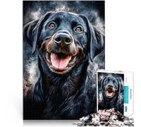 Puzzle da 2000 pezzi per adolescenti Ritratto di Labrador nero Per il divertimento in famiglia con poster abbinato e foglio di quiz 70x100cm