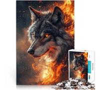 Puzzle da 2000 pezzi per adolescenti Ritratto di lupo infuocato Fatto di carta，Adatto a partire dai 14 anni Sollievo dallo stress grande regalo。misurare：70x100cm/27.5x39.3pollice