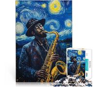 Puzzle da 2000 pezzi per adolescenti Sassofono Notte stellata giochi divertenti per famiglie Collezione di artisti, Belle arti 70x100cm