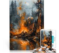 Puzzle da 2000 pezzi per adolescenti Scheletro vicino al fuoco Gioco impegnativo e gioco in famiglia è ideale come regalo per tutta la famiglia 70x100cm
