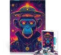 Puzzle da 2000 pezzi per adolescenti Scimmia spaziale con UFO Vacanza a casa: uccidere il tempo Giocattoli per la decorazione della casa 70x100cm