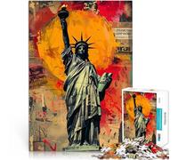 Puzzle da 2000 pezzi per adolescenti Scultura Liberty USA Allena il tuo cervello e le tue mani con poster abbinato e foglio di quiz 70x100cm