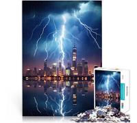 Puzzle da 2000 pezzi per adolescenti Skyline della città dei fulmini Rompicapo per Attività divertenti a casa, regali di compleanno, regali di viaggio, 70x100cm