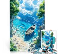 Puzzle da 2000 pezzi per adolescenti Spiaggia estiva, tranquilla baia con barca anime Giocattoli educativi gioco di sfida unico 70x100cm