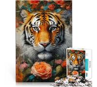 Puzzle da 2000 pezzi per adolescenti Tigre in un giardino di rose Giochi Giocattoli regalo per tutta la famiglia 70x100cm