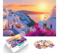 Puzzle da 2000 pezzi per adolescenti Tramonto a Santorini giochi divertenti per famiglie Attività divertenti a casa, regali di compleanno, regali di viaggio, 70x100cm