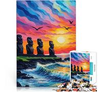 Puzzle da 2000 pezzi per adolescenti Tramonto Moai Giocattoli educativi per l'apprendimento Giochi per famiglie gioco di sfida unico 70x100cm