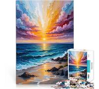 Puzzle da 2000 pezzi per adolescenti Tramonto sul mare Antistress Vacanza in patria Uccidere il tempo con poster abbinato e foglio di quiz 70x100cm