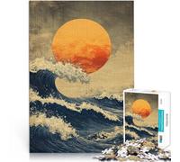 Puzzle da 2000 pezzi per adolescenti Tramonto sull'onda giapponese sfida educativa Attività divertenti a casa, regali di compleanno, regali di viaggio, 70x100cm