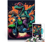 Puzzle da 2000 pezzi per adolescenti trex in sella a una motocicletta Sfida difficile Ogni pezzo è unico - Gioco divertente e stimolante per tutta la famiglia 70x100cm