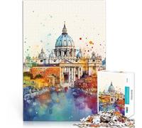 Puzzle da 2000 pezzi per adulti acquerello città di Roma giochi divertenti adatti per la decorazione del desktop 70 x 100 cm per adolescenti dai 14 anni in su