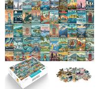 Puzzle da 2000 pezzi per adulti “Arte dell'unione di poster retrò” Fatto di carta，per età 14+ decorazione da parete del gioco Collezione degli artisti, Belle arti。misurare：70x100cm