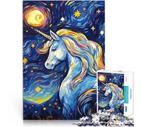 Puzzle da 2000 pezzi per adulti Carino unicorno della notte stellata Assemblaggio del modello Migliorare l'amore tra le coppie 70x100cm