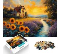 Puzzle da 2000 pezzi per adulti Casa colonica al tramonto con campo di lavanda Sollievo dallo stress Collezione di artisti, Belle arti 70x100cm