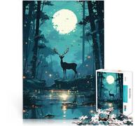 Puzzle da 2000 pezzi per adulti Cervo della foresta al chiaro di luna Difficile e sfidante Gioco educativo per compleanno e Natale 70x100cm