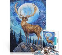 Puzzle da 2000 pezzi per adulti Cervo mistico sotto il cielo stellato Fatto di carta，Adatto a partire dai 14 anni Decorazione perfetta Regali di Natale per le donne。misurare：70x100cm