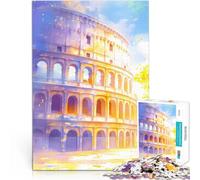 Puzzle da 2000 pezzi per adulti Colosseo acquerello illuminato dal sole Assemblaggio del modello con poster abbinato e foglio di quiz 70x100cm