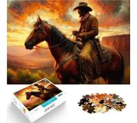 Puzzle da 2000 pezzi per adulti Cowboy al tramonto Difficile da completare ma divertente e umoristico con poster abbinato e foglio di quiz 70x100cm