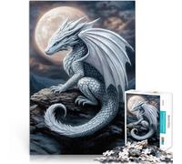 Puzzle da 2000 pezzi per adulti Drago bianco al chiaro di luna Giochi educativi Decorazione della casa con poster abbinato e foglio di quiz 70x100cm