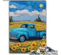 Puzzle da 2000 pezzi per adulti e adolescenti, camion in un campo di girasoli, aiuta il cervello a esercitare i giocattoli avvincenti per coltivare la pazienza e migliorare la memoria, 70x100cm