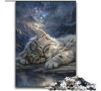 Puzzle da 2000 pezzi per adulti e adolescenti con gatto che dorme nel cielo notturno,aiuta il cervello a esercitare i giocattoli che creano dipendenza per coltivare la pazienza,regalo per compleanni