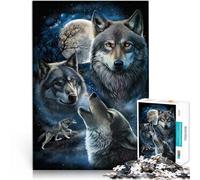 Puzzle da 2000 pezzi per adulti e adolescenti Lupo grigio sotto la luna piena Fatto di carta,da 14 anni in su Gioco rompicapo Donazione di opere d'arte。misurare:70x100cm/27.5x39.3pollice