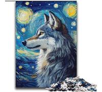 Puzzle da 2000 pezzi per adulti e adolescenti Lupo sotto il cielo notturno Giochi divertenti per famiglie Regali per amici e parenti per età 14+ 70x100cm