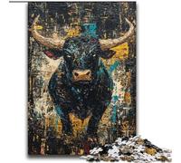 Puzzle da 2000 pezzi per adulti e adolescenti, motivo: Toro nero e oro, carboncino, decorazione per la casa, 70x100cm