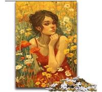 Puzzle da 2000 pezzi per adulti e adolescenti, ragazza tra i fiori di campo, gioco educativo estivo per famiglie, ideale come regalo per tutta la famiglia, dai 14 anni in su, 70x100cm
