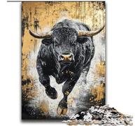 Puzzle da 2000 pezzi per adulti e adolescenti, Toro nero e oro, aiuta il cervello a esercitare i giocattoli avvincenti per coltivare la pazienza, regalo per compleanni, 70x100cm