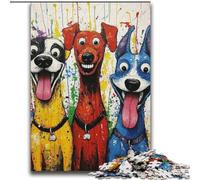 Puzzle da 2000 pezzi per adulti e adolescenti, tre cani felici, dai 14 anni in su, gioco pratico, regali di Natale, 70x100cm