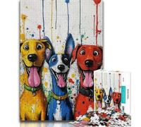 Puzzle da 2000 pezzi per adulti e adolescenti, tre cani felici, gioco per famiglie, antistress, sfida difficile, migliora l'amore tra coppie, 70x100cm