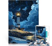 Puzzle da 2000 pezzi per adulti Faro sotto il cielo stellato Giochi educativi Decorazione della casa con poster abbinato e foglio di quiz 70x100cm